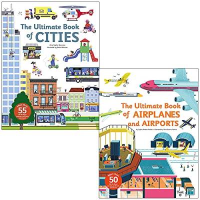 Grehge ok Series 2 Books Collection Set (Ultimate Book of Cities of Cities & Ultimate Book of Airplanes and Airports) More than 105 Lift-the-flap, Pop-ups, Pull-tabs & MORE!